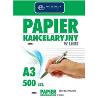 Papier kancelaryjny - podaniowy Interdruk, w linie / A3, 60 g/m2, 500ark